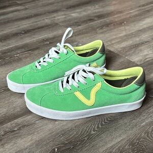 Vans Green Suede and Yellow Low Top Sneakers